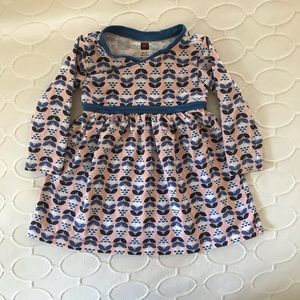 Tea Collection pink/blue wrap front dress 9-12mo